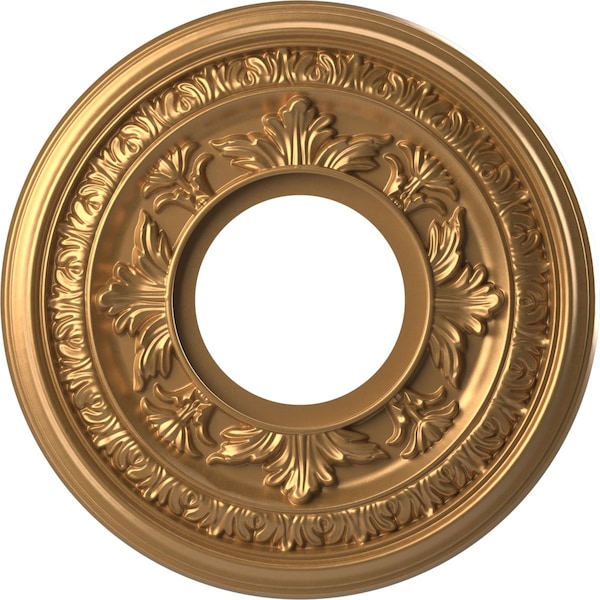 Ekena Millwork Baltimore PVC Ceiling Medallion (Canopies up to 4 1/4"), 10"OD x 3 1/2"ID x 3/4"P, Bright Coat Gold CMP10BABGL - main